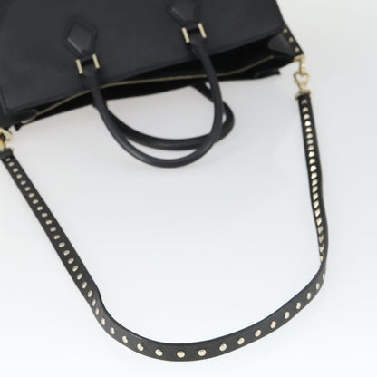 Valentino Garavani Rockstud Open Leather, Black, Leather, Tote Bag