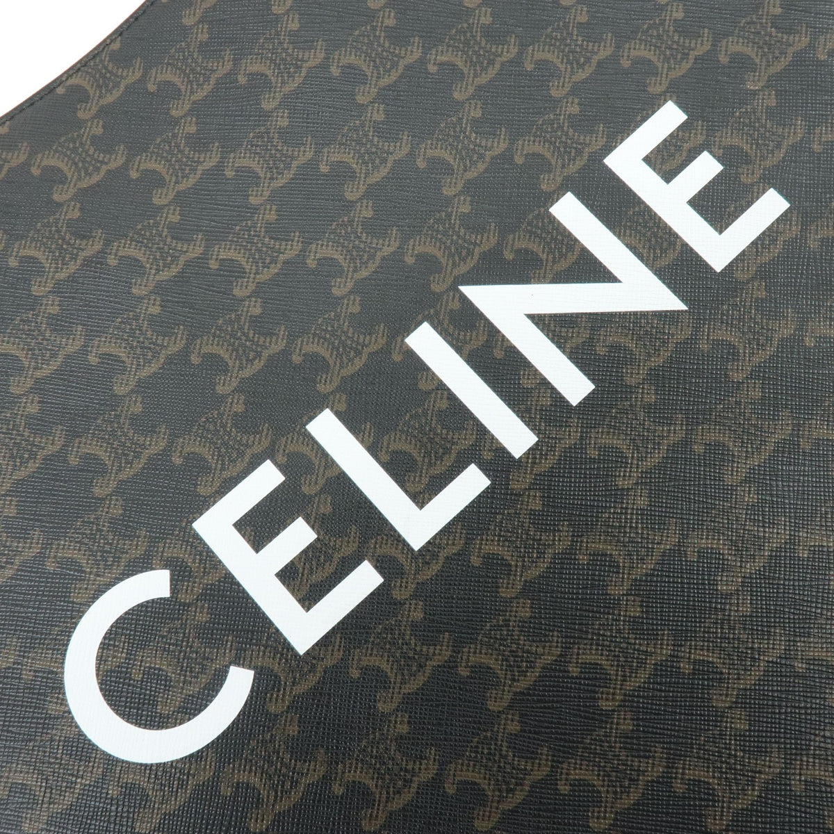 Celine Vertical Cabas Triomphe Coated Canvas, Brown, Canvas, Tote Bag