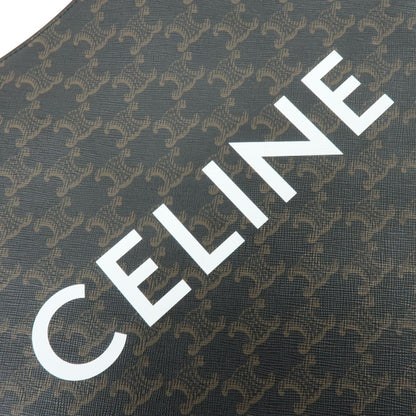 Celine Vertical Cabas Triomphe Coated Canvas, Brown, Canvas, Tote Bag