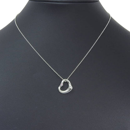 Tiffany & Co. Elsa Peretti Open Heart Pendant Sterling Silver with Pink Sapphire, Silver, Silver, Necklace