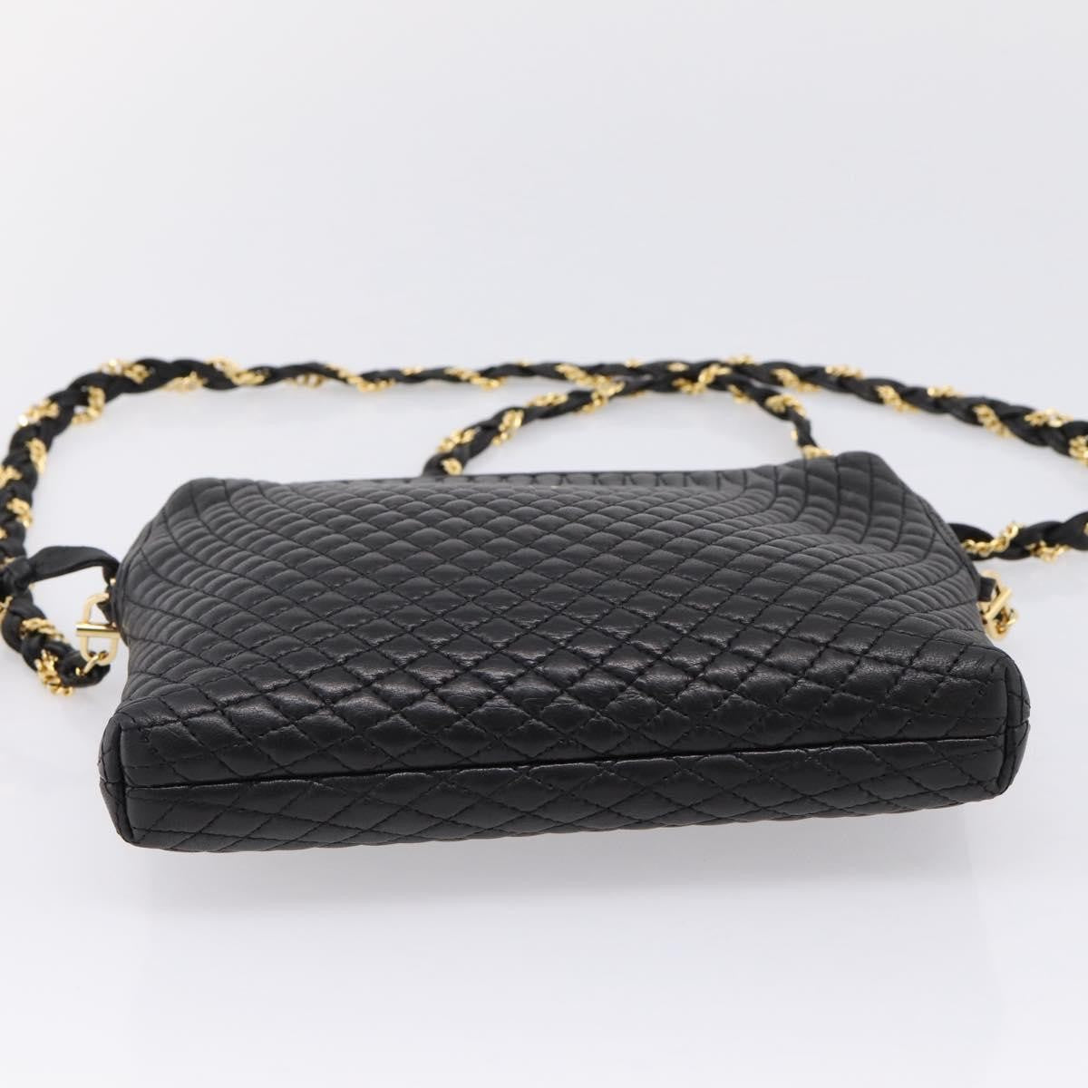 Bally Vintage Chain Quilted Leather, Black, Leather, Shoulder Bag