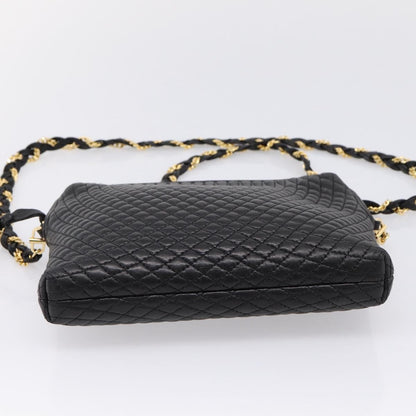 Bally Vintage Chain Quilted Leather, Black, Leather, Shoulder Bag