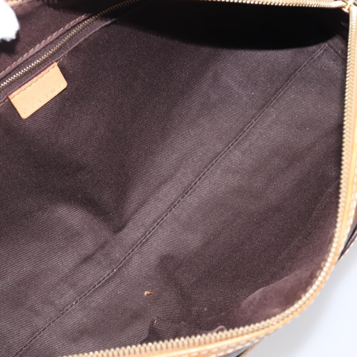 Celine Vintage Shoulder Bag Macadam Canvas & Leather, Brown, PVC, Shoulder Bag