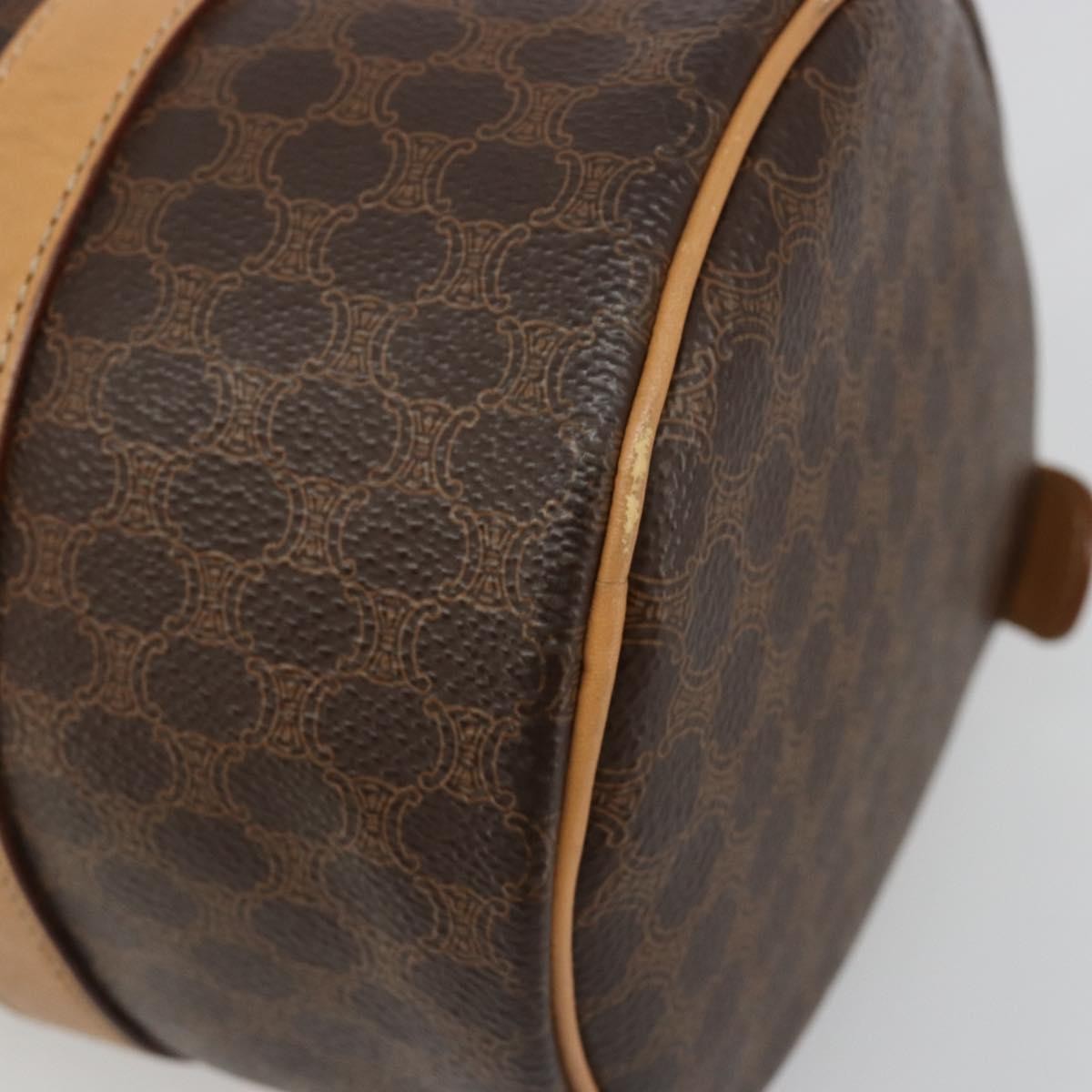 Celine Vintage Barrel Macadam Canvas & Leather, Brown, PVC, Handbag