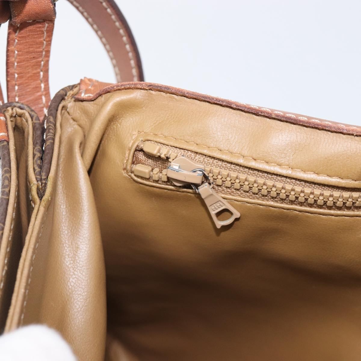 Celine Vintage Macadam Canvas and Leather, Brown, Canvas, Shoulder Bag