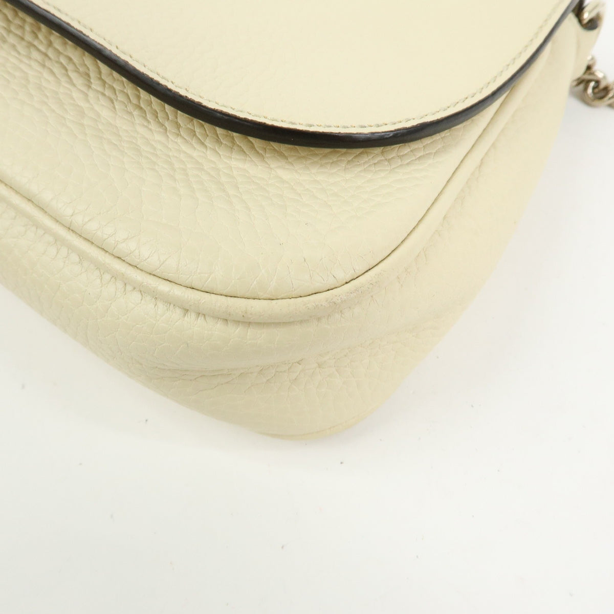 Gucci Soho Chain Leather, White, Leather, Crossbody Bag