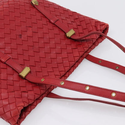 Bottega Veneta Belted Tote Intrecciato Nappa, Red, Leather, Tote Bag