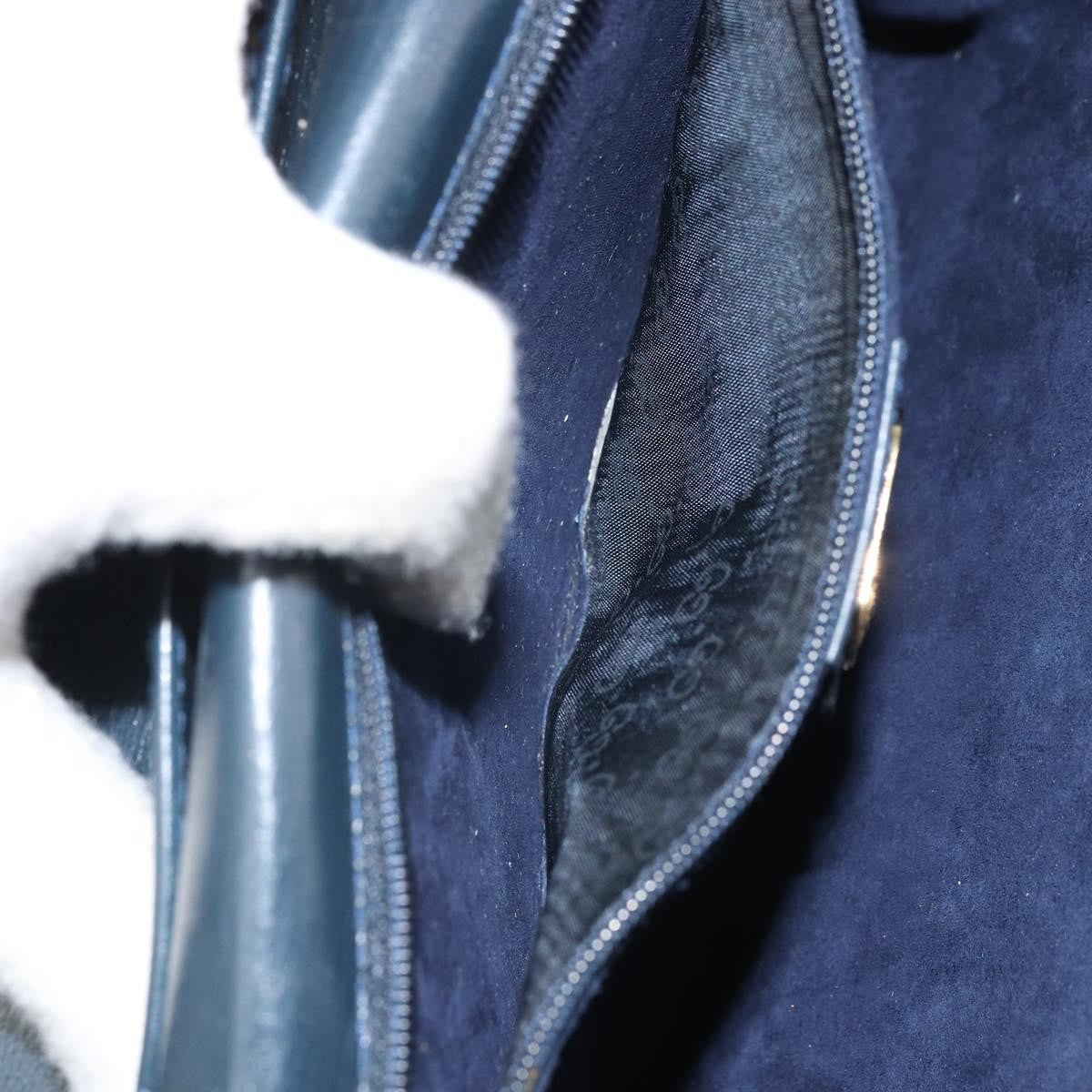 Gucci Vintage Interlocking G Flap Leather, Navy, Leather, Shoulder Bag