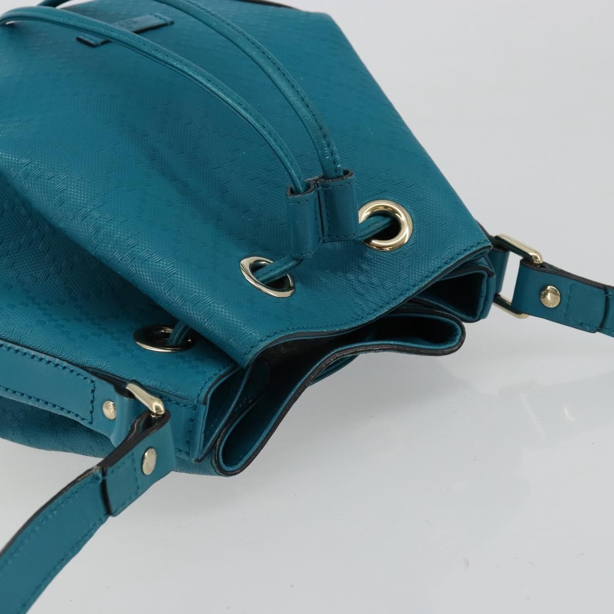 Gucci Bright Bucket Diamante Leather, Blue, Leather, Shoulder Bag