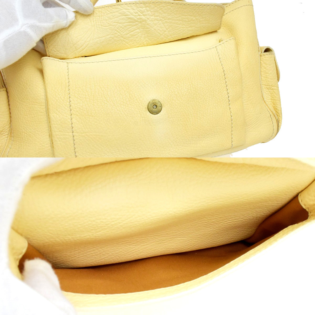 Celine Boogie Satchel Leather, Yellow, Leather, Handbag