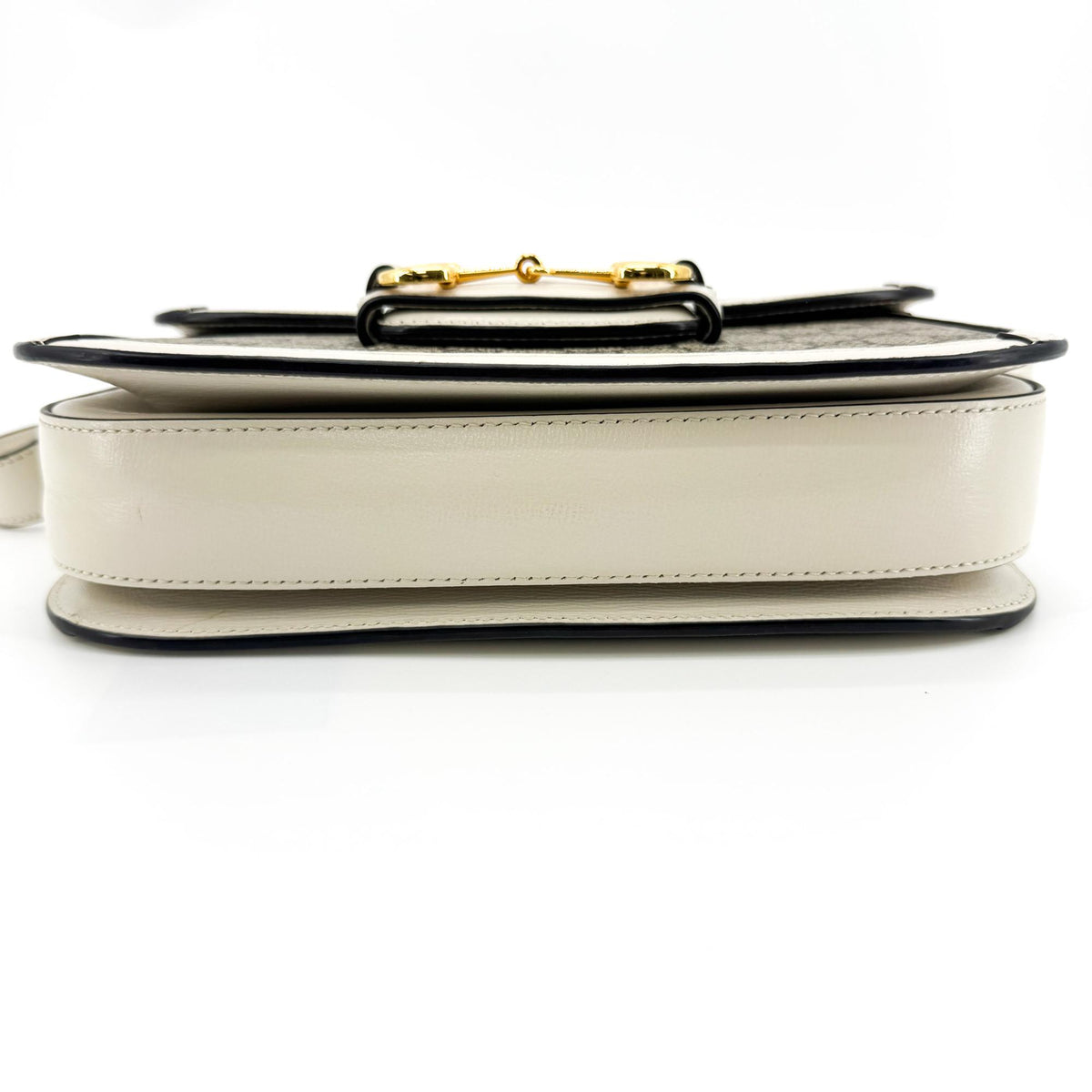 Gucci Horsebit 1955 GG Coated Canvas with Leather, Beige, Canvas, Shoulder Bag