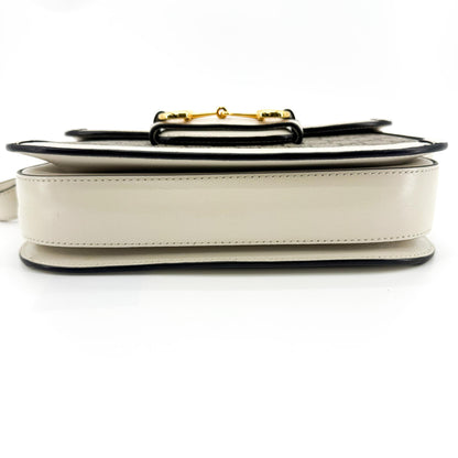 Gucci Horsebit 1955 GG Coated Canvas with Leather, Beige, Canvas, Shoulder Bag
