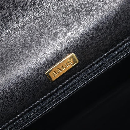 Bally Vintage Chain Quilted Leather, Black, Leather, Shoulder Bag