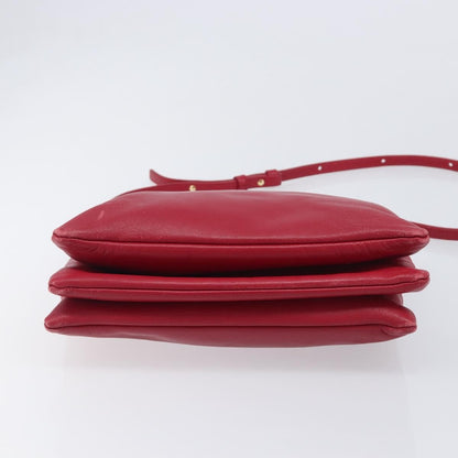 Celine Trio Leather, Red, Leather, Crossbody Bag
