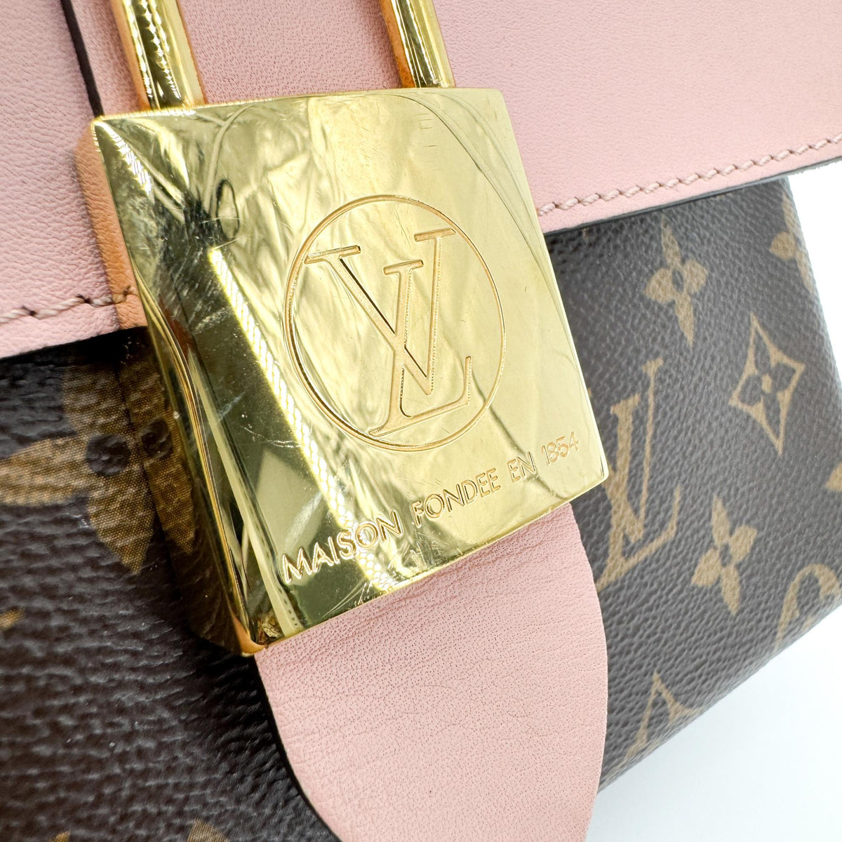 Louis Vuitton Braided Handle Locky Monogram Canvas with Leather, Brown, Canvas, Handbag