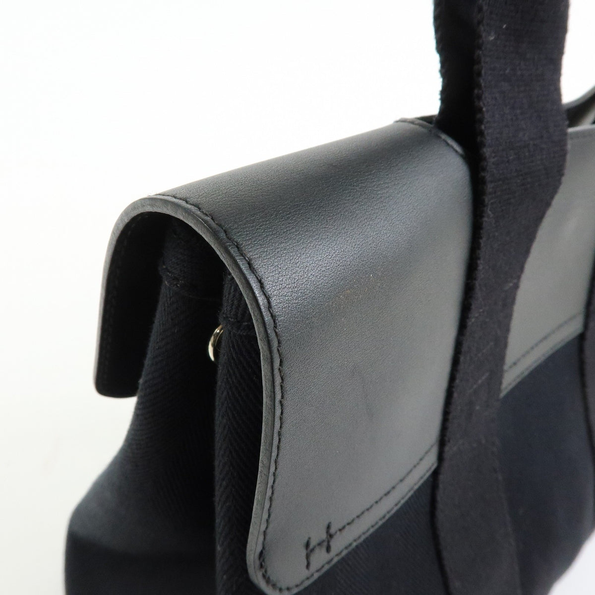 Hermes Valparaiso Toile and Leather, Black, Canvas, Handbag