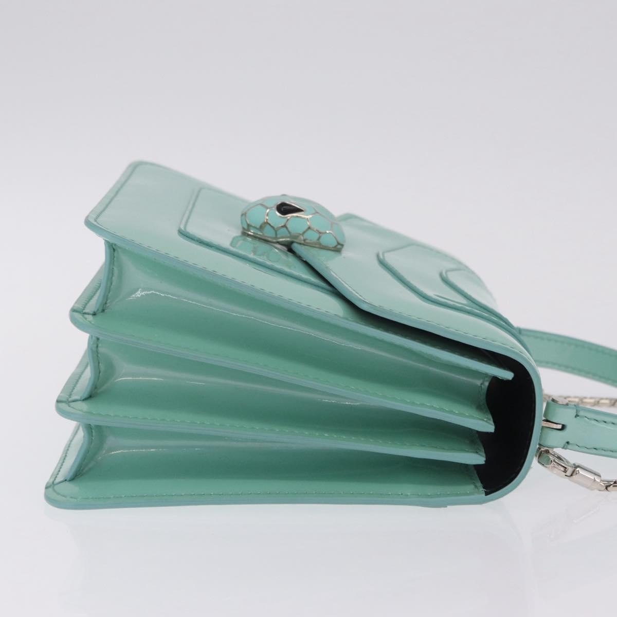 Bvlgari Serpenti Forever Top Handle Patent, Green, Patent Leather, Handbag