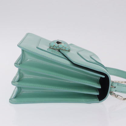 Bvlgari Serpenti Forever Top Handle Patent, Green, Patent Leather, Handbag