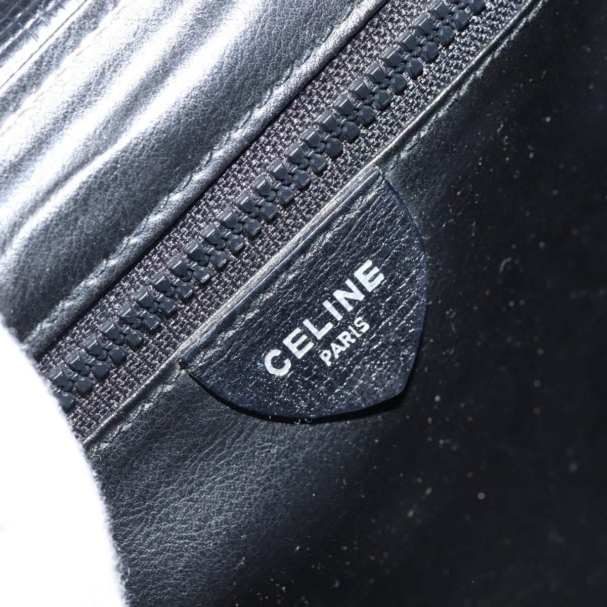 Celine Vintage Circle Logo Leather, Black, Leather, Crossbody Bag