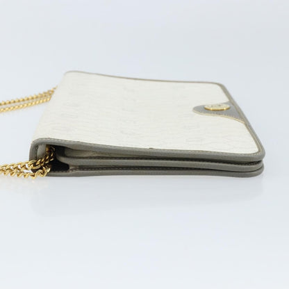 Christian Dior Vintage Honeycomb chain Canvas, White, Canvas, Shoulder Bag