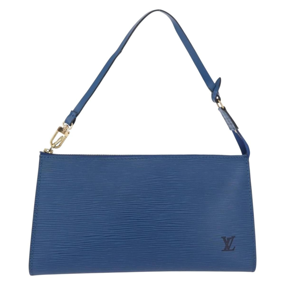 Louis Vuitton Pochette Accessoires Epi, Blue, Leather, Clutch