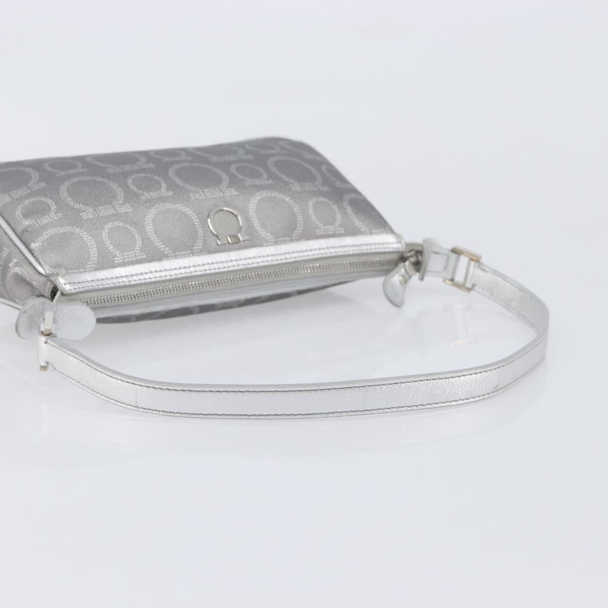 Salvatore Ferragamo Gancini Leather, Silver, Leather, Crossbody Bag