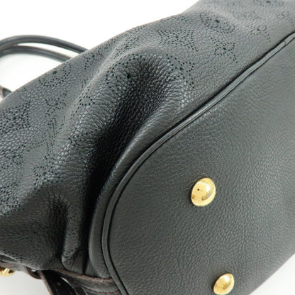 Louis Vuitton L Hobo Mahina Leather, Black, Leather, Shoulder Bag