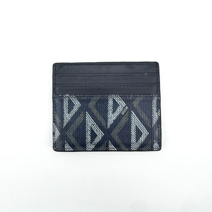 Christian Dior Card Holder Oblique Canvas and Leather, Navy, Canvas, Card Holder