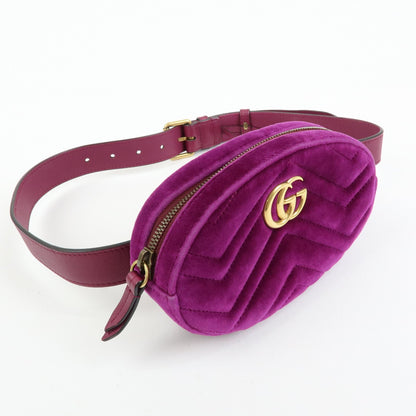 Gucci GG Marmont Belt Matelasse Velvet, Purple, Velvet, Handbag