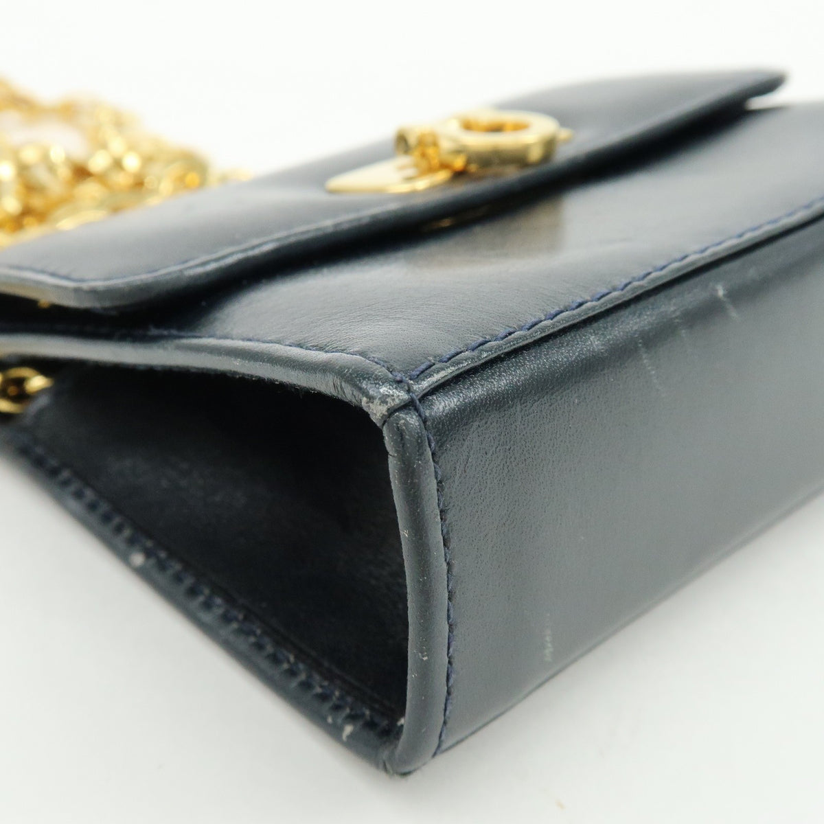 Salvatore Ferragamo Gancini Leather, Navy, Leather, Crossbody Bag