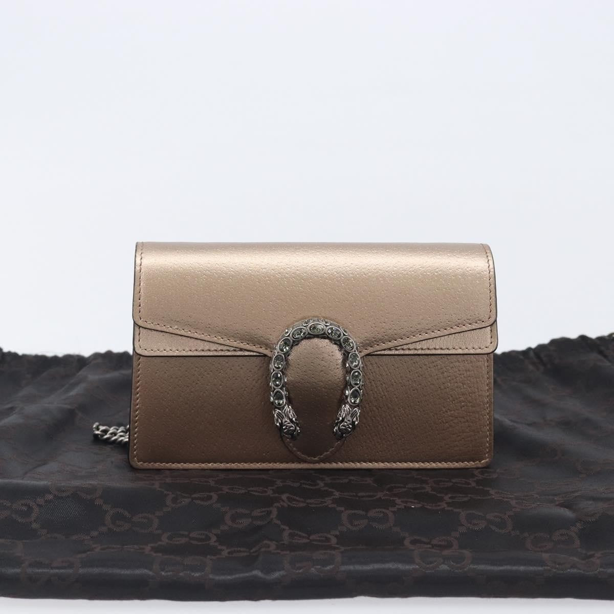 Gucci Dionysus Leather, Gold, Leather, Handbag