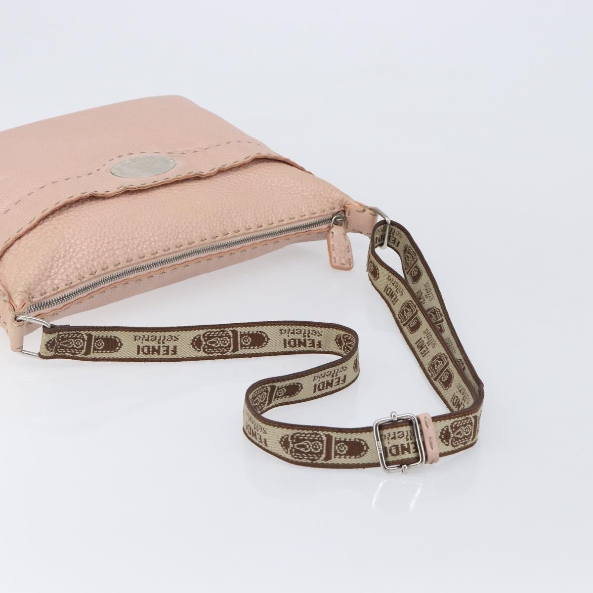 Fendi Vintage Selleria Zip Messenger Leather, Pink, Leather, Handbag