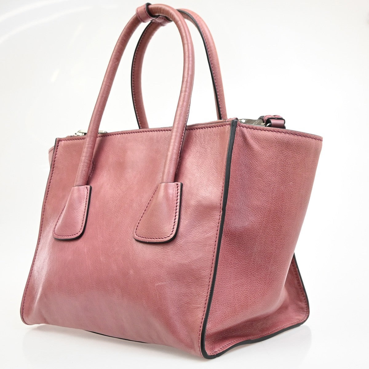 Prada Double Zip Lux Convertible Saffiano Leather, Pink, Leather, Tote Bag