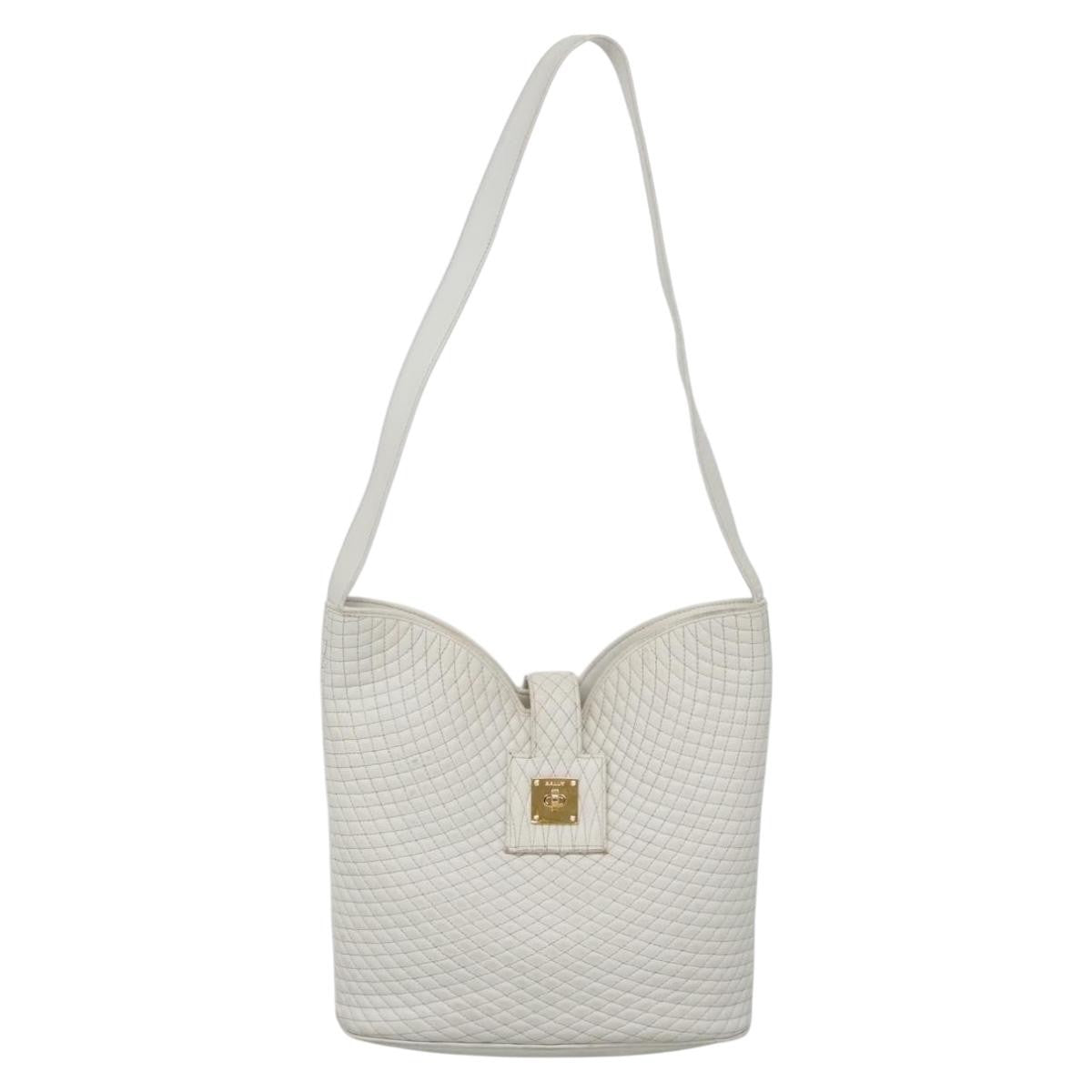 Bally Vintage Quilted leather, White, Leather, Shoulder Bag
