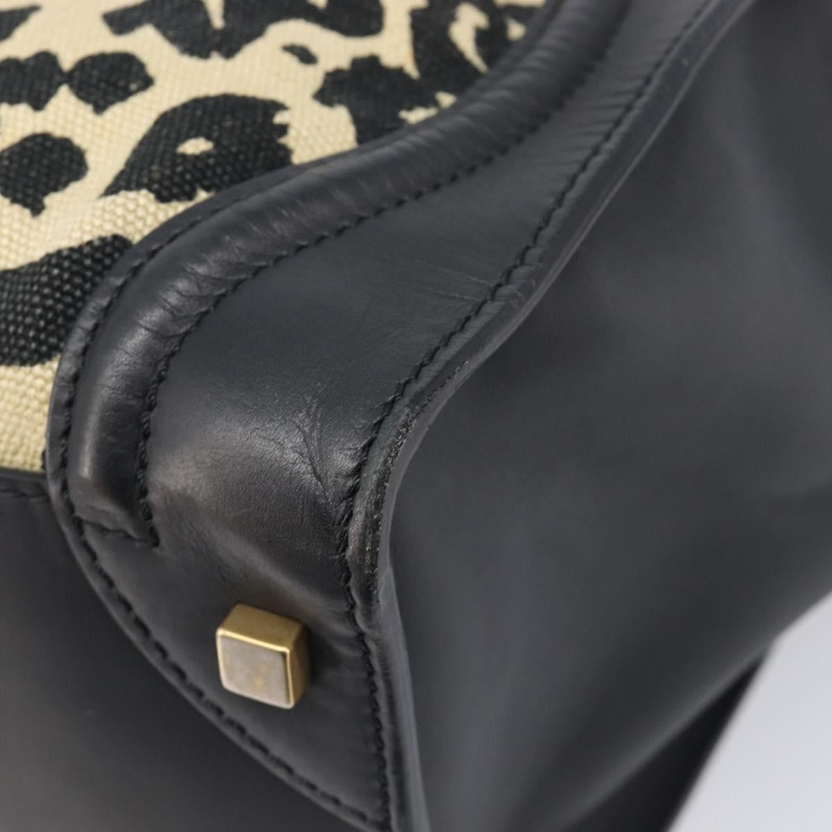 Celine Luggage Printed Canvas and Leather, Black, Leather, Handbag