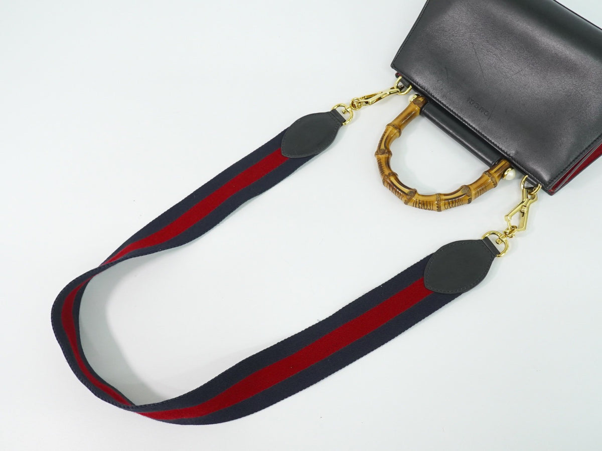 Gucci Nymphaea Top Handle Leather, Black, Leather, Handbag