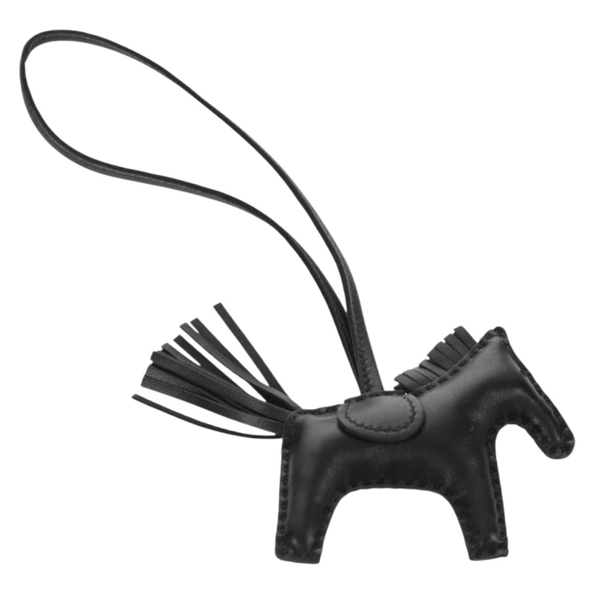 Hermes So Black GriGri Rodeo Bag Charm Leather, Black, Leather, Charm