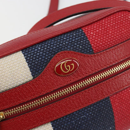 Gucci Ophidia Striped Canvas, Red, Canvas, Shoulder Bag