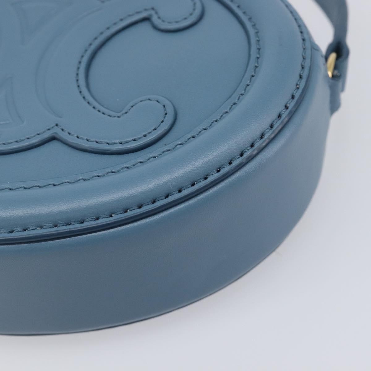 Celine Triomphe Oval Leather, Blue, Leather, Crossbody Bag