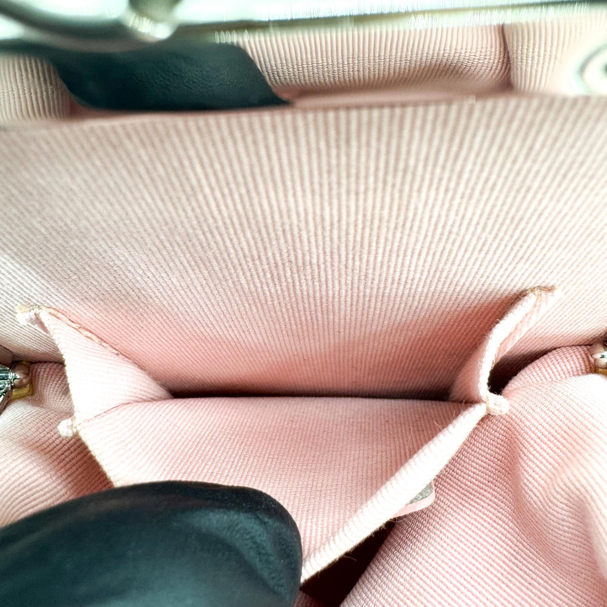 Chanel CC Frame Clutch with Chain Quilted Lambskin and Plexiglass, Beige, Leather, Clutch