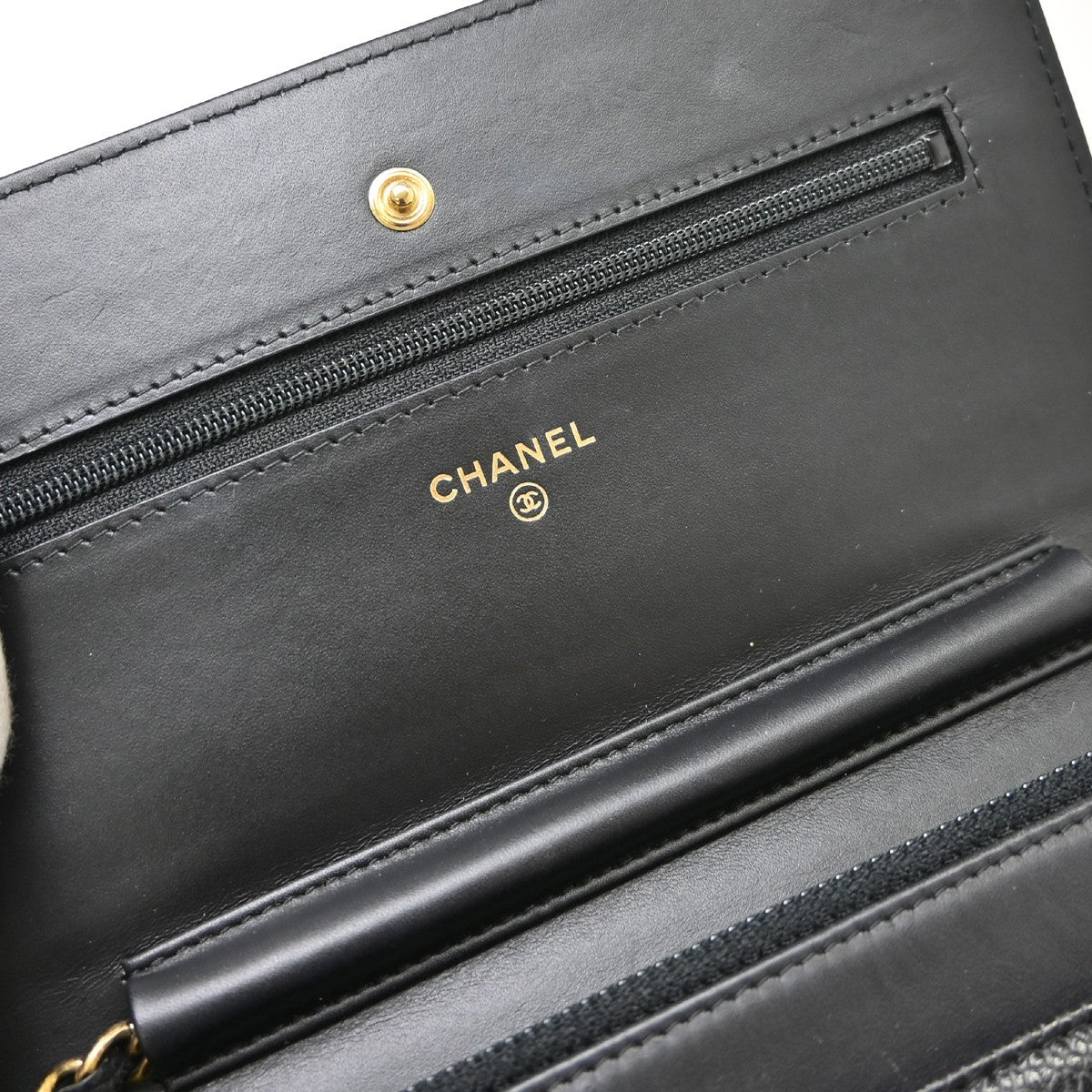 Chanel Wallet on Chain Caviar, Black, Leather, Clutch