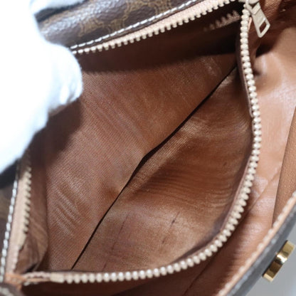 Celine Vintage Macadam Canvas and Leather, Brown, Canvas, Shoulder Bag