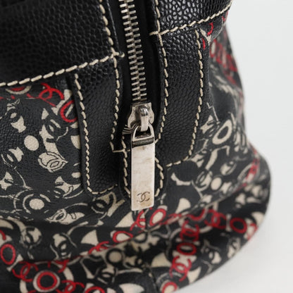 Chanel Optic Coco Bowler Printed Coated Canvas with Caviar, Black, Canvas, Handbag
