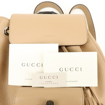 Gucci Bamboo Tassel Leather, Beige, Leather, Backpack