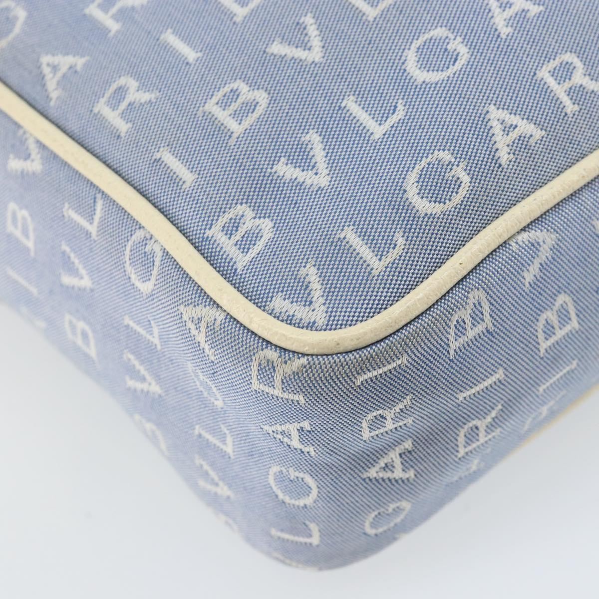 Bvlgari Logomania Canvas with Leather, Blue, Canvas, Shoulder Bag