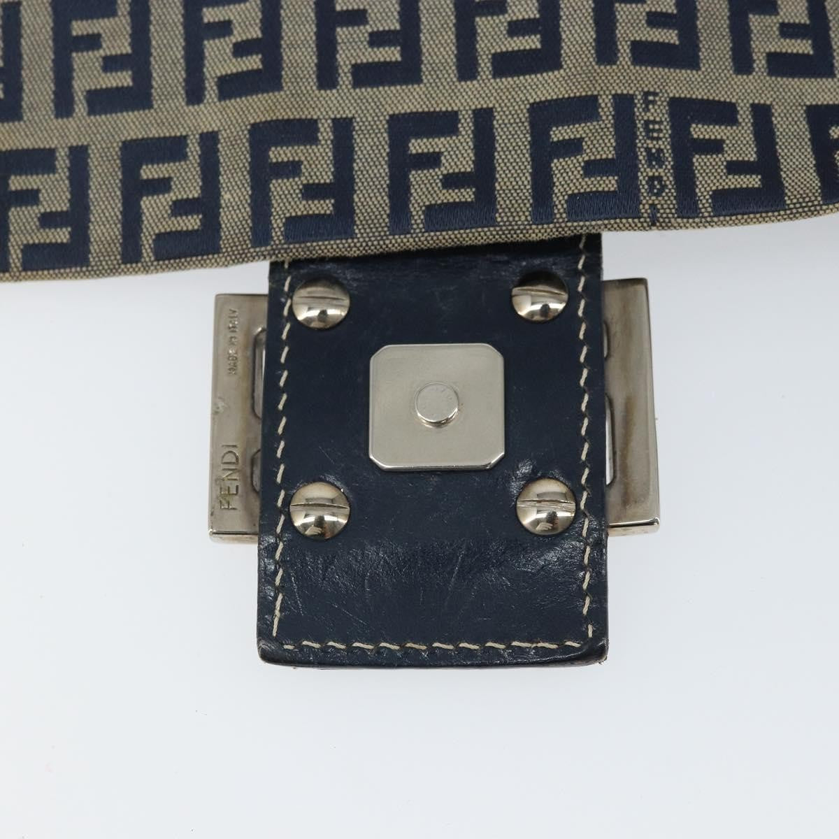 Fendi Mamma Baguette Zucchino canvas, Navy, Canvas, Shoulder Bag