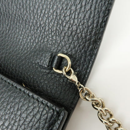 Gucci Betty Chain Wallet (Outlet) Leather, Black, Leather, Crossbody Bag