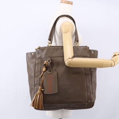Chloe Eden Leather, Brown, Leather, Tote Bag