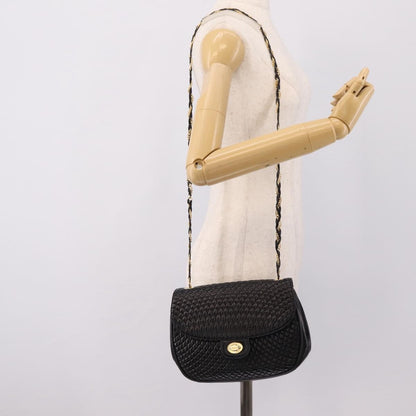 Bally Vintage Chain Quilted Leather, Black, Leather, Shoulder Bag