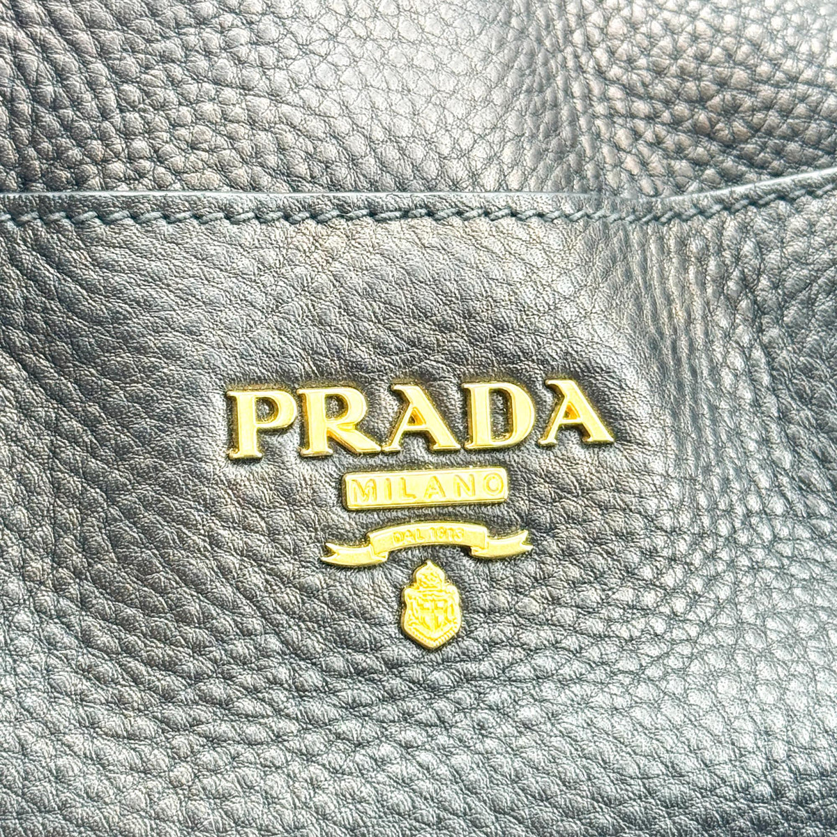 Prada Convertible Open Leather, Black, Leather, Tote Bag